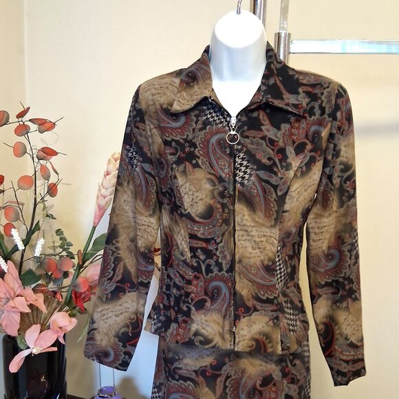 Preowned Dino Women’s Blazer Multi Color Printed Jacket Spring Fall Jackets 8 M - Picture 3 of 10